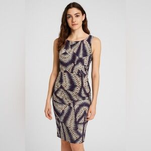 Nicole Miller Ruched Sheath Dress Ikat Print Size 10